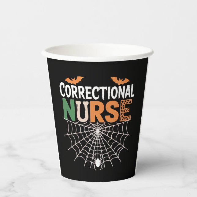 Correctional Nurse Halloween Pumpkin Classic T-Shi Paper Cups (Front)