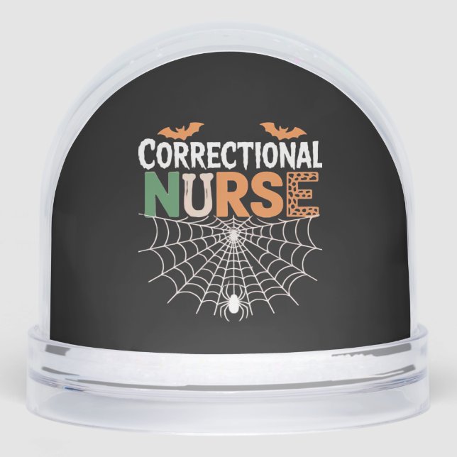 Correctional Nurse Halloween Pumpkin Classic T-Shi Snowglobe (Front)