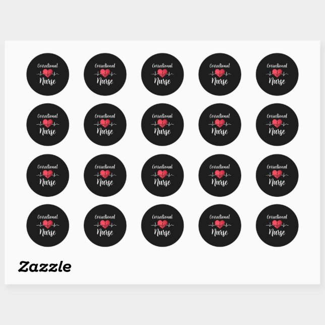 Correctional Nurse Heartbeat Nursing RN Classic Round Sticker (Sheet)
