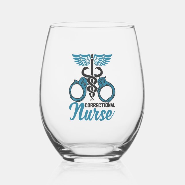 Correctional Nurse Nursing Prison Faciliity Stemless Wine Glass (Front)