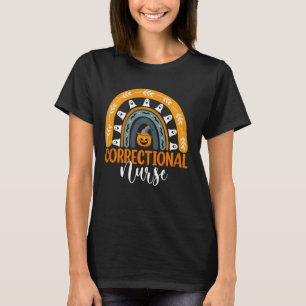 Correctional Nurse Rainbow Halloween Pumpkin Costu T-Shirt