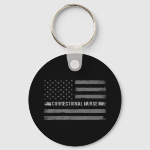 Correctional Nurse US Flag Vintage Health Care Key Ring