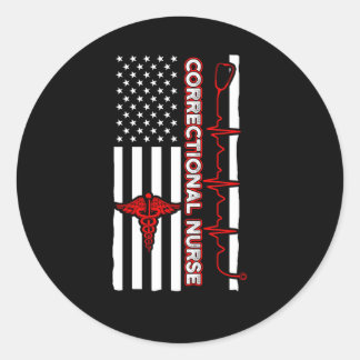 Correctional Nurse Usa Flag Nursing Rn Classic Round Sticker