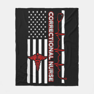 Correctional Nurse USA Flag Nursing RN Fleece Blanket