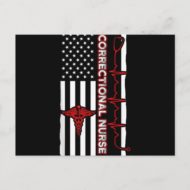 Correctional Nurse USA Flag Nursing RN Holiday Postcard (Front)