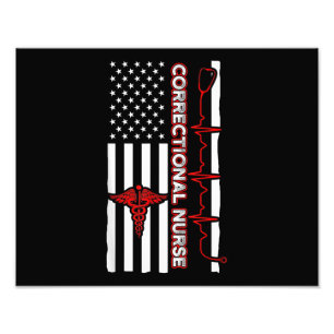 Correctional Nurse USA Flag Nursing RN Photo Print
