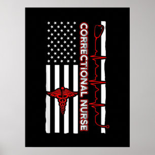 Correctional Nurse USA Flag Nursing RN Poster