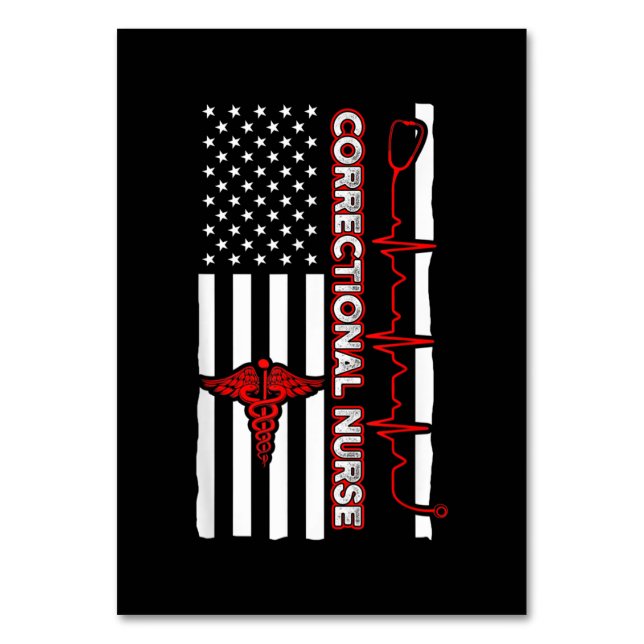 Correctional Nurse USA Flag Nursing RN Table Number (Front)