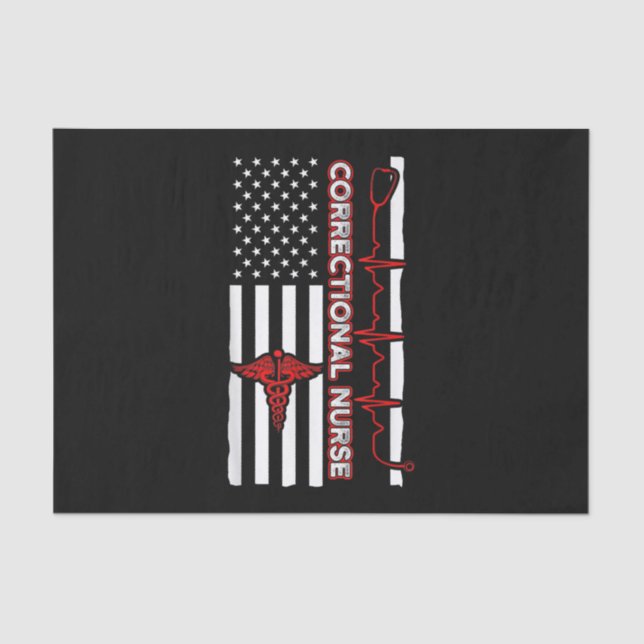 Correctional Nurse USA Flag Nursing RN Tissue Paper (Front)