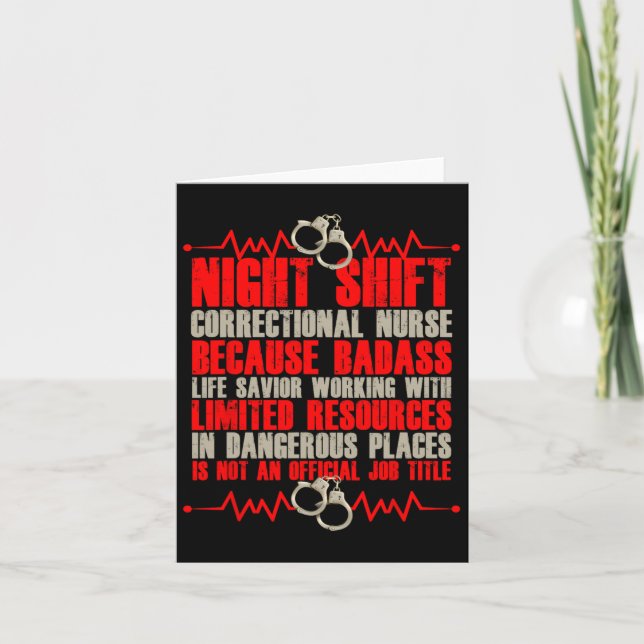 Correctional Nursing Bad Life Saviour Prison Nurse Card (Front)