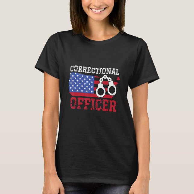 Correctional Officer American Usa Flag Corrections T-Shirt (Front)