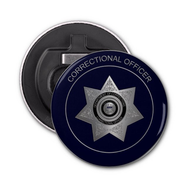 Correctional Officer Badge S01-Round Bottle Opener (Front)