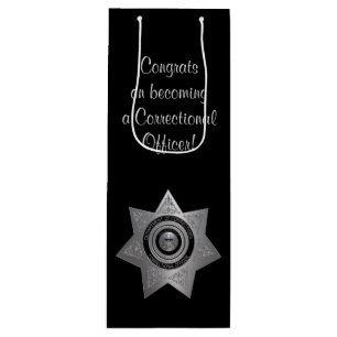 Correctional Officer Badge,Silve-Blk-Wine Gift Bag