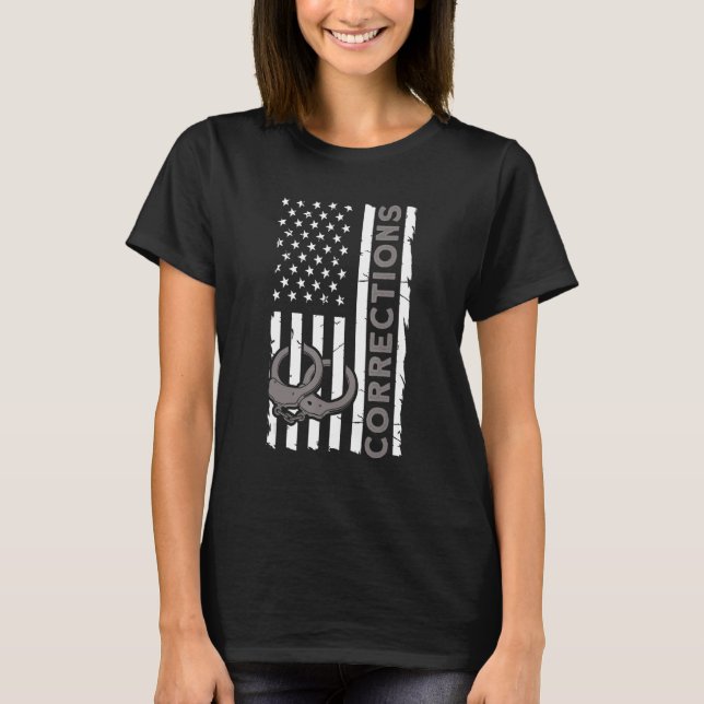 Correctional Officer Corrections Thin Silver Line_ T-Shirt (Front)