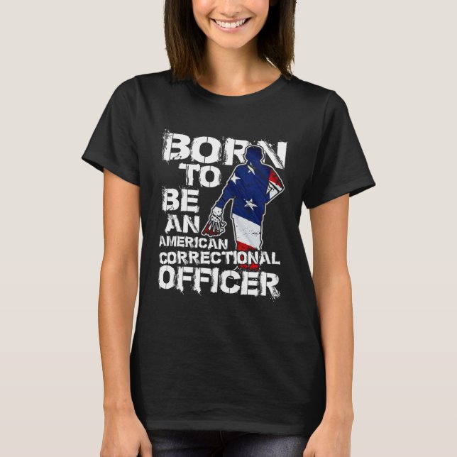 Correctional Officer Distressed American USA Flag T-Shirt (Front)