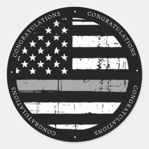 Correctional Officer Graduation Thin Grey Line Classic Round Sticker