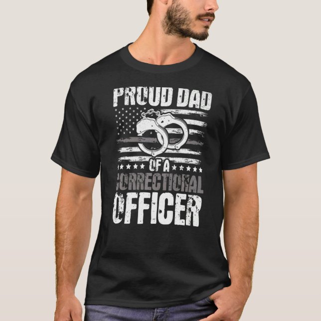 Correctional Officer Proud Dad Thin Silver Line Pr T-Shirt (Front)