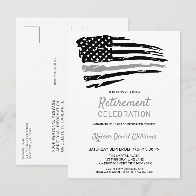 Correctional Officer Retirement Party America Flag Announcement Postcard (Front/Back)