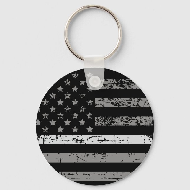 Correctional Officer Thin Grey Line American Flag Key Ring (Front)
