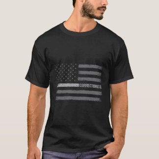 Correctional Officer Thin Silver Line American Fla T-Shirt