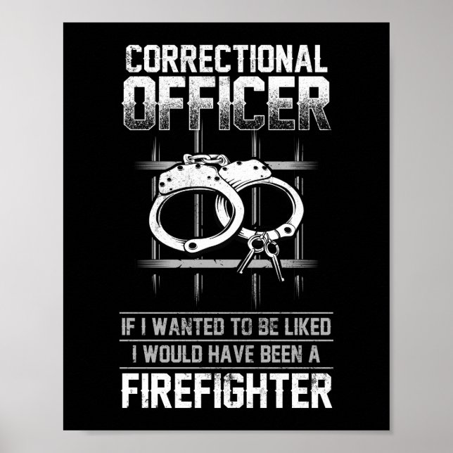 Correctional Officer Thin Silver Line Police Poster (Front)
