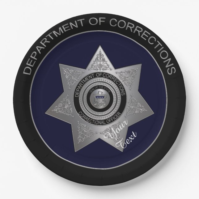 Correctional Officers Badge,Silver 04-Paper Plates (Front)