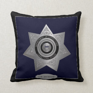 Correctional Officers Badge-Silver-Blk-Sq. Pillow