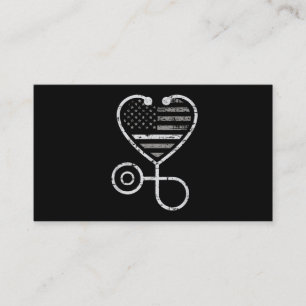 Corrections Nurse Thin Grey Line Heart US Flag Business Card