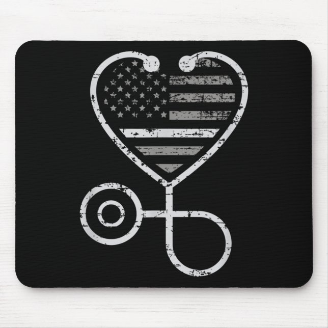 Corrections Nurse Thin Grey Line Heart US Flag Mouse Pad (Front)