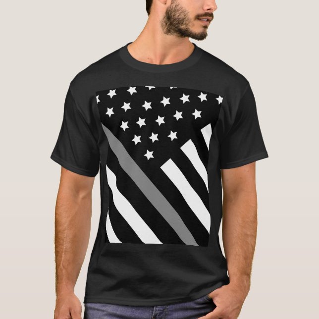 Corrections Officer Black Grey Flag T-Shirt (Front)