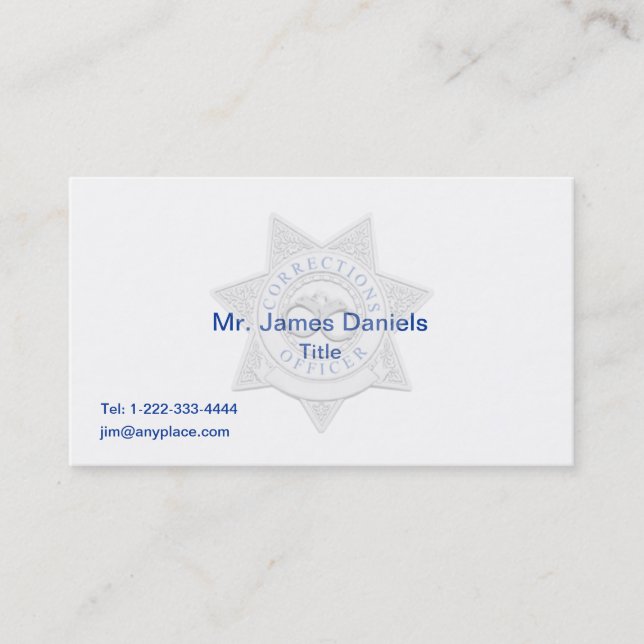Corrections Officer Custom Badge Business Card (Front)