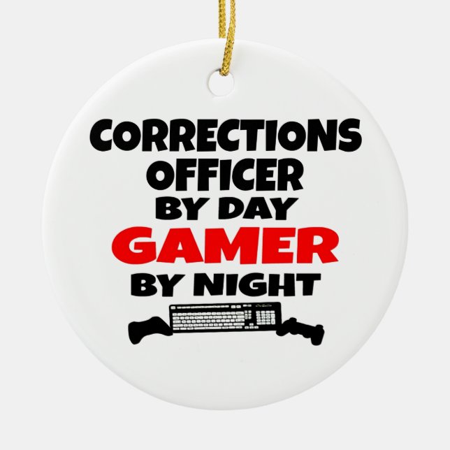 Corrections Officer Gamer Ceramic Tree Decoration (Front)