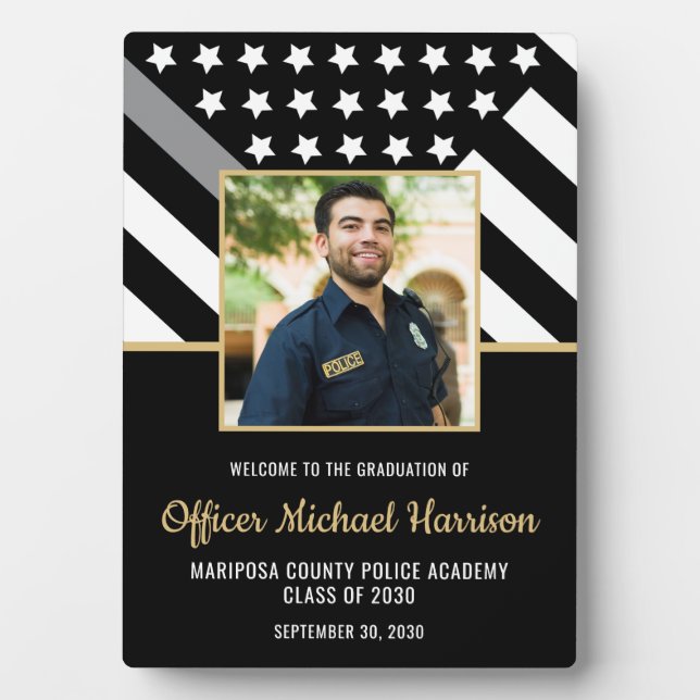 Corrections Officer Graduation Party Flag Photo Plaque (Front)