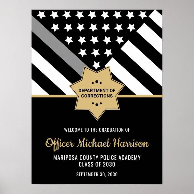 Corrections Officer Graduation Party Silver Line Poster (Front)