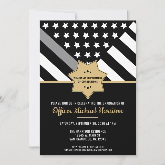 Corrections Officer Law Enforcement Graduation Invitation (Front)