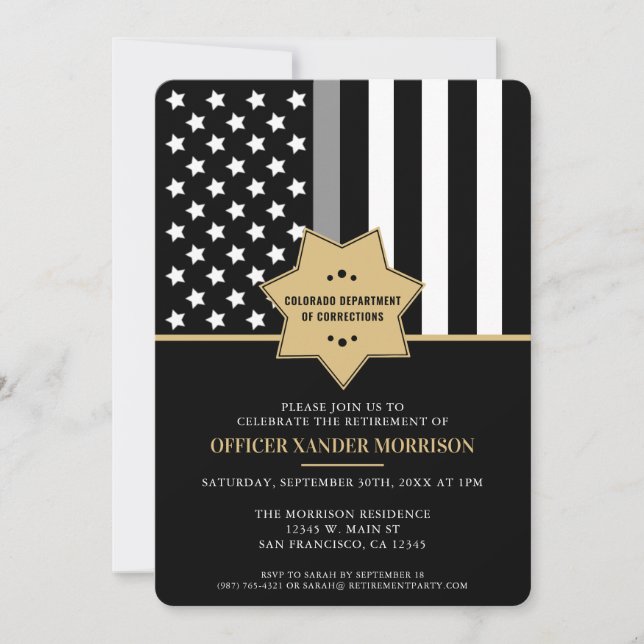 Corrections Officer Law Enforcement Retirement Invitation (Front)