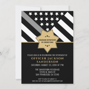 Corrections Officer Retirement Party Silver Line Invitation