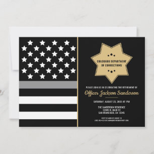 Corrections Officer Retirement Silver Line Party Invitation