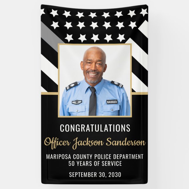 Corrections Officer Retirement Silver Line Photo Banner (Vertical)