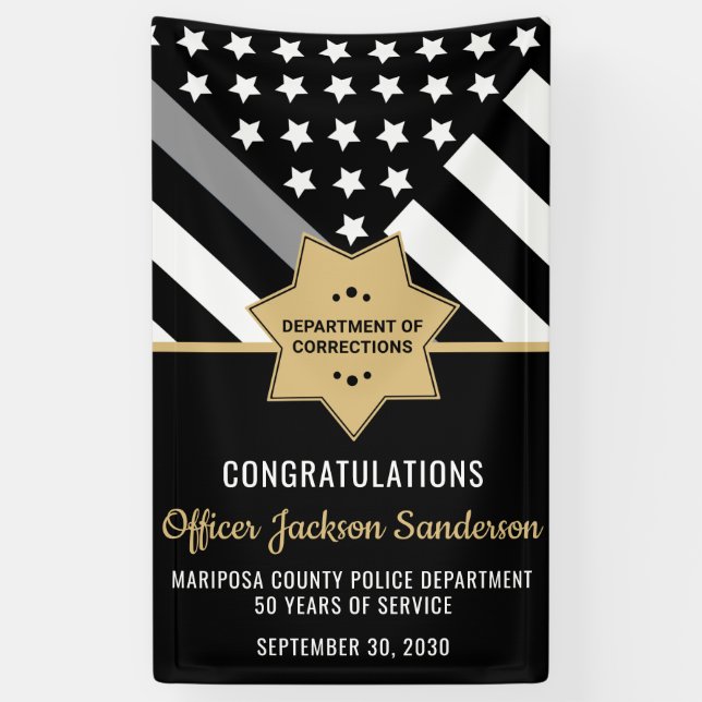 Corrections Officer Retirement Silver Line Welcome Banner (Vertical)