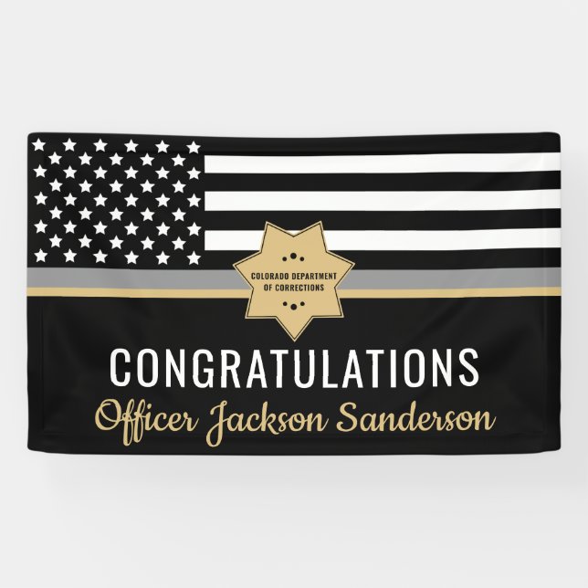 Corrections Officer Retirement Thin Silver Line Banner (Horizontal)