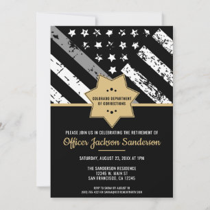 Corrections Officer Retirement Thin Silver Line Invitation