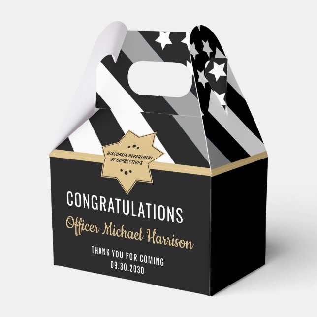 Corrections Officer Silver Line Graduation Party Favour Box (Front Side)