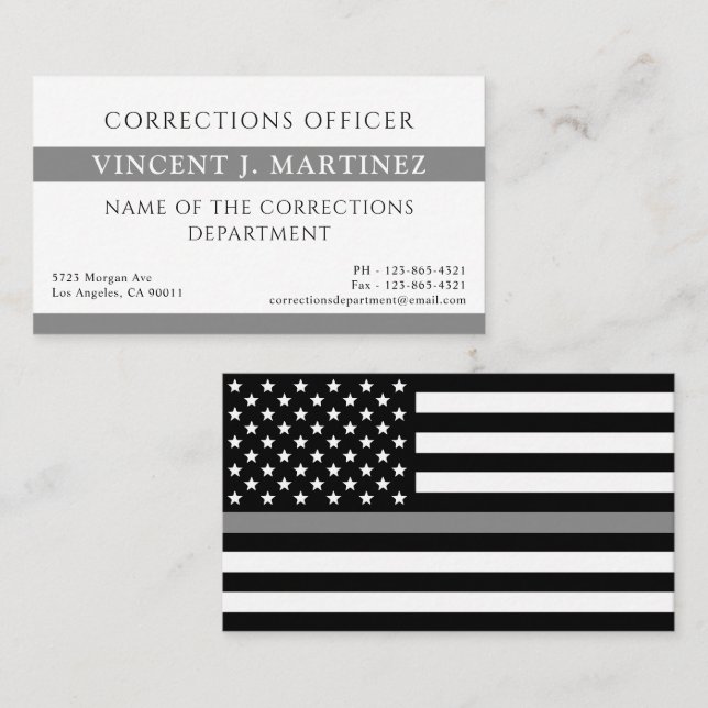 Corrections Officer Thin Silver Line Business Card (Front/Back)
