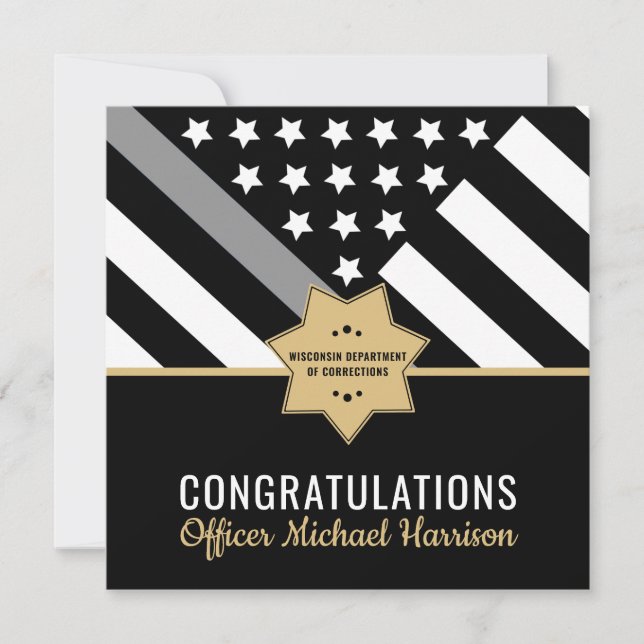 Corrections Officer Thin Silver Line Graduation (Front)