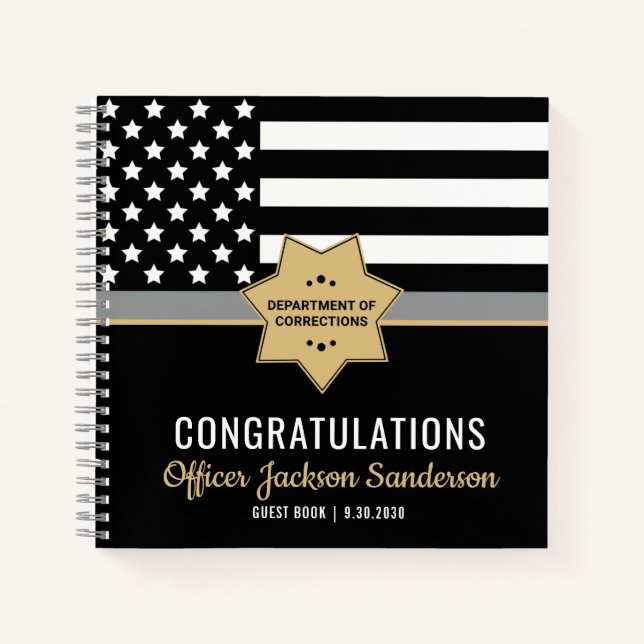 Corrections Officer Thin Silver Line Guest Book (Front)