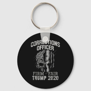Corrections Officer Trump Thin Silver Line Officer Key Ring