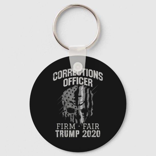 Corrections Officer Trump Thin Silver Line Officer Key Ring (Front)
