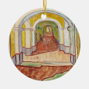 Corridor in the Asylum (by Vincent van Gogh) Ceramic Tree Decoration