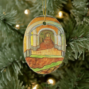 Corridor of Saint Paul Asylum by Vincent van Gogh Ceramic Tree Decoration
